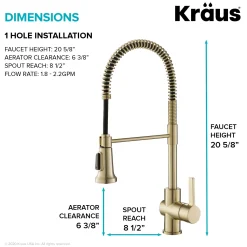 Britt Commercial Style Kitchen Faucet in Spot Free Antique Champagne Bronze Single Hole