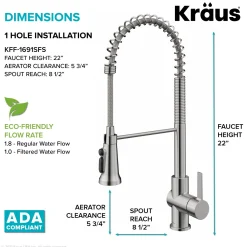 Britt Commercial Style Kitchen Faucet with Integrated Water Filter Spout in Spot Free Stainless Steel Water Filter Faucets