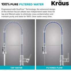 Britt Commercial Style Kitchen Faucet with Integrated Water Filter Spout in Spot Free Stainless Steel Water Filter Faucets