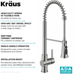 Britt Commercial Style Kitchen Faucet with Integrated Water Filter Spout in Spot Free Stainless Steel Water Filter Faucets