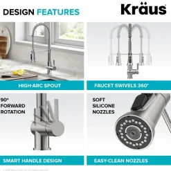 Online Britt Commercial Style Kitchen Faucet with Integrated Water Filter Spout in Chrome Water Filter Faucets