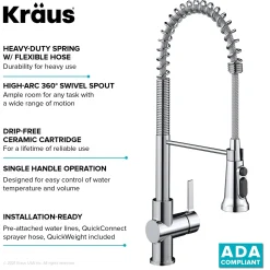 Online Britt Commercial Style Kitchen Faucet with Integrated Water Filter Spout in Chrome Water Filter Faucets