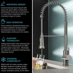 Online Britt Commercial Style Kitchen Faucet with Integrated Water Filter Spout in Chrome Water Filter Faucets