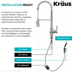 Online Britt Commercial Style Kitchen Faucet with Integrated Water Filter Spout in Chrome Water Filter Faucets