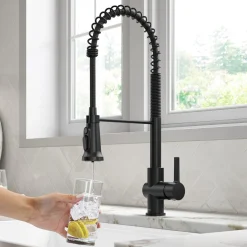 New Britt Commercial Style Kitchen Faucet with Integrated Water Filter Spout in Matte Black Water Filter Faucets