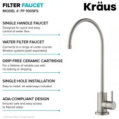 Outlet Britt Commercial Style Kitchen Faucet and Purita Water Filter Faucet Combo in Spot Free Stainless Steel Single Hole|Water Filter Faucets