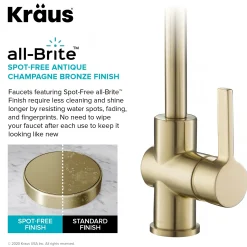 Online Britt Single Handle Commercial Kitchen Faucet with Deck Plate and Soap Dispenser in Spot Free Antique Champagne Bronze Single Hole