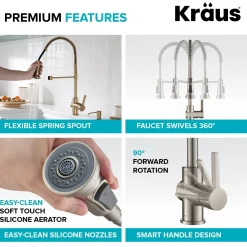Online Britt Single Handle Commercial Kitchen Faucet with Deck Plate and Soap Dispenser in Spot Free Antique Champagne Bronze Single Hole
