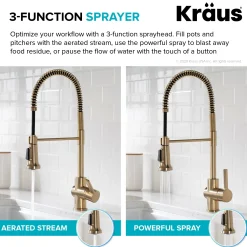Online Britt Single Handle Commercial Kitchen Faucet with Deck Plate and Soap Dispenser in Spot Free Antique Champagne Bronze Single Hole