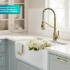 Sale Britt Single Handle Pull Down Kitchen Faucet in Spot-Free Brushed Brass Single Hole