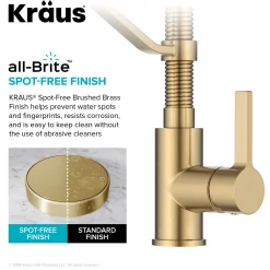 Sale Britt Single Handle Pull Down Kitchen Faucet in Spot-Free Brushed Brass Single Hole