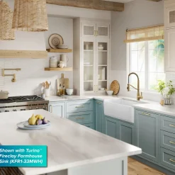 Sale Britt Single Handle Pull Down Kitchen Faucet in Spot-Free Brushed Brass Single Hole