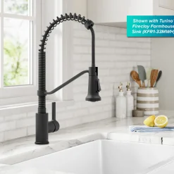 Britt Single Handle Pull Down Kitchen Faucet in Matte Black Single Hole