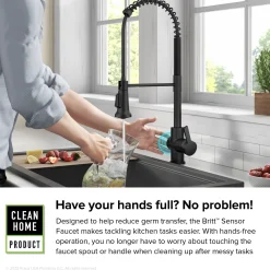 Britt Touchless Pull-Down Single Handle Faucet in Matte Black Touchless, Sensor And Tap Activated Kitchen Faucets|Single Hole