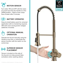 Hot Britt Touchless Pull-Down Single Handle Faucet in Spot Free Antique Champagne Bronze Touchless, Sensor And Tap Activated Kitchen Faucets|Single Hole