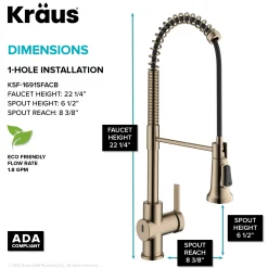 Hot Britt Touchless Pull-Down Single Handle Faucet in Spot Free Antique Champagne Bronze Touchless, Sensor And Tap Activated Kitchen Faucets|Single Hole