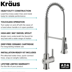 Best Britt Touchless Pull-Down Single Handle Faucet in Spot Free Stainless Steel Touchless, Sensor And Tap Activated Kitchen Faucets|Single Hole