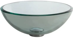 Sale Clear 14" Glass Vessel Bathroom Sink with PU-MR Above Counter / Vessel Sinks