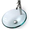 Clearance Clear Glass Vessel Sink and Ramus Faucet Sink And Faucet Combos