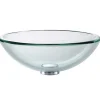 Clear 19mm thick Glass Vessel Bathroom Sink with PU-MR Above Counter / Vessel Sinks