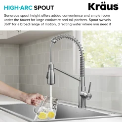 Sale Coda Commercial Style Single Handle Pull Down Kitchen Faucet in Spot-Free Stainless Steel Single Hole
