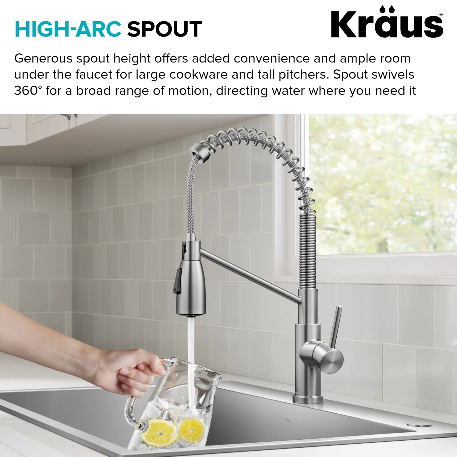 Sale Coda Commercial Style Single Handle Pull Down Kitchen Faucet in Spot-Free Stainless Steel Single Hole
