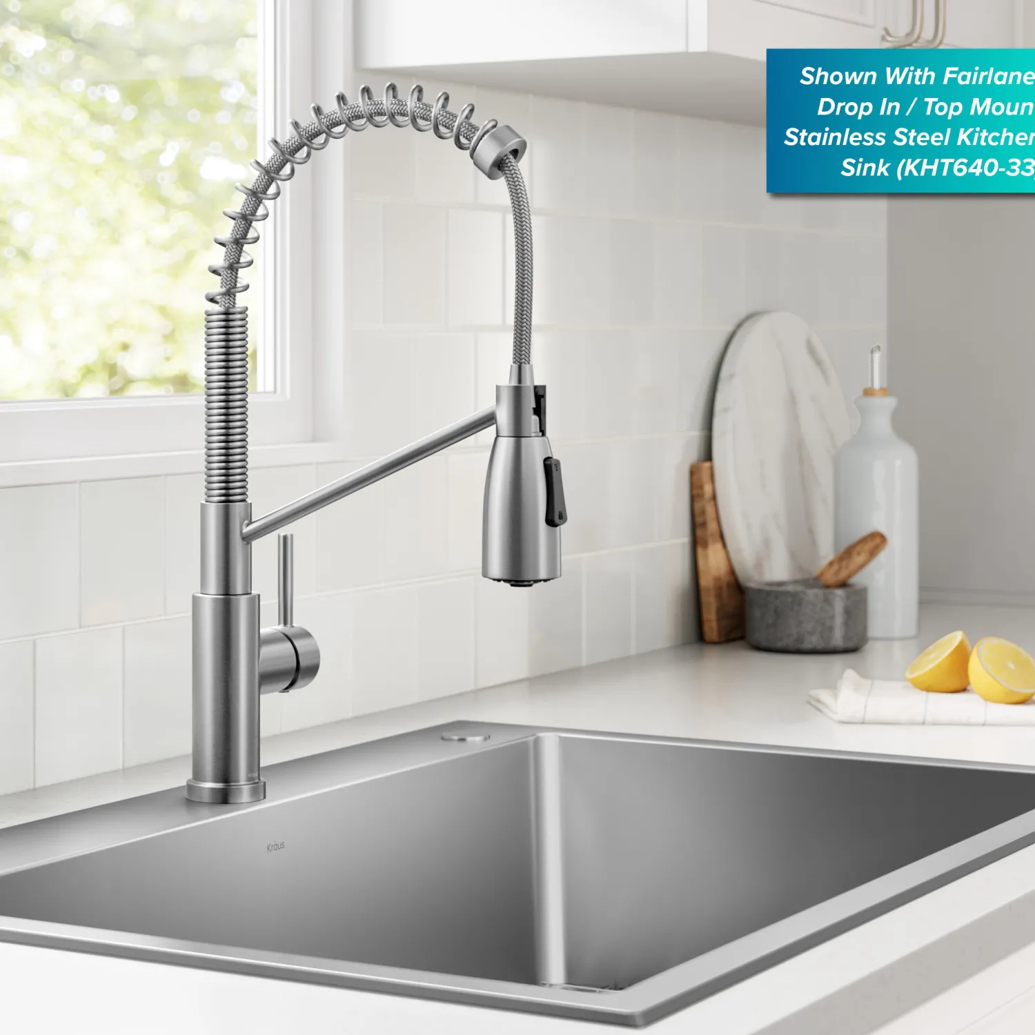 Sale Coda Commercial Style Single Handle Pull Down Kitchen Faucet in Spot-Free Stainless Steel Single Hole