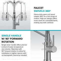 Sale Coda Commercial Style Single Handle Pull Down Kitchen Faucet in Spot-Free Stainless Steel Single Hole
