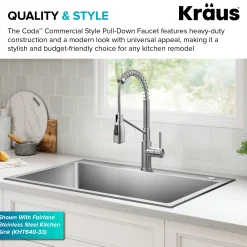 Sale Coda Commercial Style Single Handle Pull Down Kitchen Faucet in Spot-Free Stainless Steel Single Hole