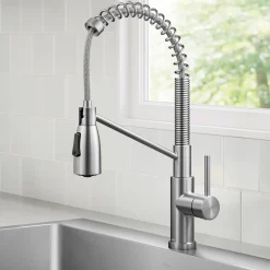 Sale Coda Commercial Style Single Handle Pull Down Kitchen Faucet in Spot-Free Stainless Steel Single Hole