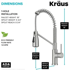 Sale Coda Commercial Style Single Handle Pull Down Kitchen Faucet in Spot-Free Stainless Steel Single Hole
