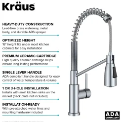 Outlet Coda Commercial StyleSingle Handle Pull Down Kitchen Faucet in Chrome Single Hole