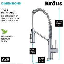 Outlet Coda Commercial StyleSingle Handle Pull Down Kitchen Faucet in Chrome Single Hole