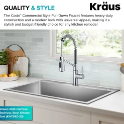 Outlet Coda Commercial StyleSingle Handle Pull Down Kitchen Faucet in Chrome Single Hole