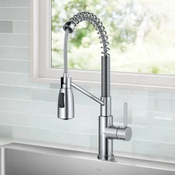 Outlet Coda Commercial StyleSingle Handle Pull Down Kitchen Faucet in Chrome Single Hole