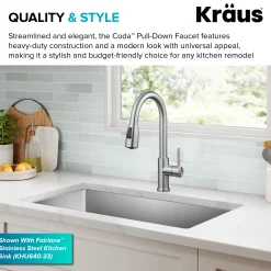 Sale Coda Single Handle Pull Down Kitchen Faucet in Spot-Free Stainless Steel Single Hole