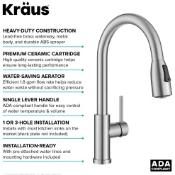 Sale Coda Single Handle Pull Down Kitchen Faucet in Spot-Free Stainless Steel Single Hole