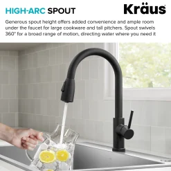 Online Coda Single Handle Pull Down Kitchen Faucet in Matte Black Single Hole