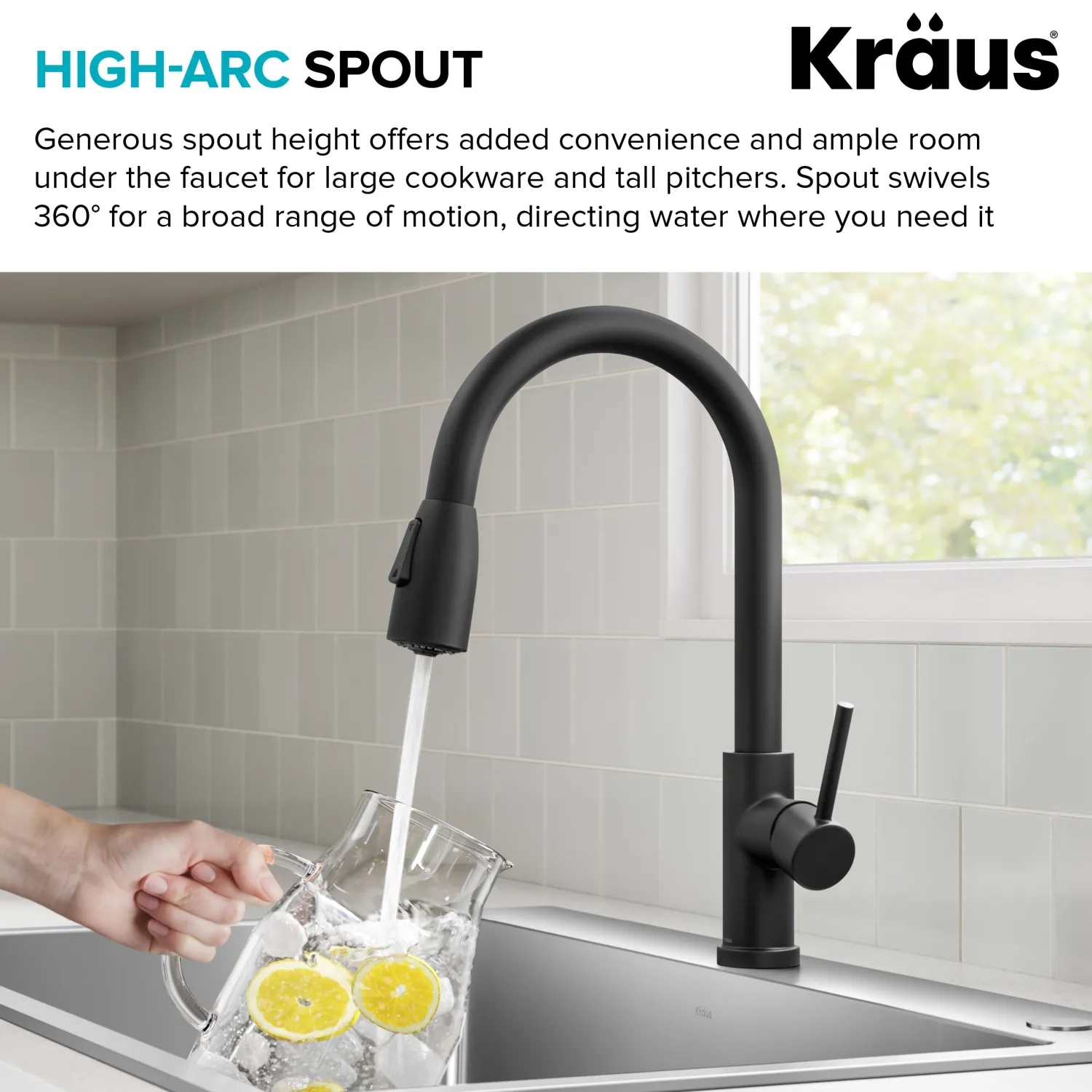 Online Coda Single Handle Pull Down Kitchen Faucet in Matte Black Single Hole