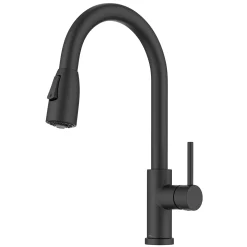 Online Coda Single Handle Pull Down Kitchen Faucet in Matte Black Single Hole