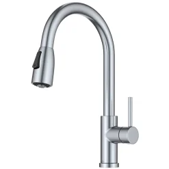 Best Coda Single Handle Pull Down Kitchen Faucet in Chrome Single Hole