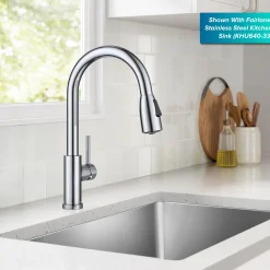 Best Coda Single Handle Pull Down Kitchen Faucet in Chrome Single Hole