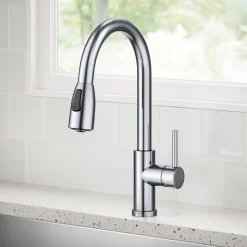 Best Coda Single Handle Pull Down Kitchen Faucet in Chrome Single Hole