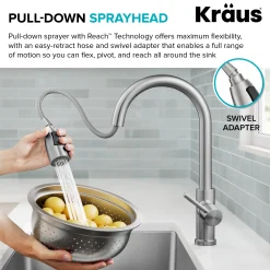 Best Coda Single Handle Pull Down Kitchen Faucet in Chrome Single Hole