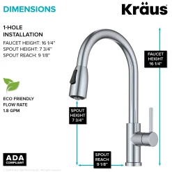 Best Coda Single Handle Pull Down Kitchen Faucet in Chrome Single Hole
