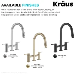 Best Contemporary Bridge Kitchen Faucet with Spray-Head in Spot-Free Stainless Bridge Faucets