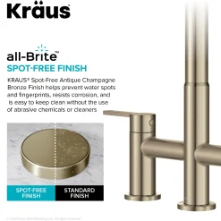 Discount Contemporary Bridge Kitchen Faucet with Spray-Head in Antique Bronze Bridge Faucets