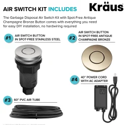 Outlet Contemporary Flat Top Button Garbage Disposal Air Switch Kit in Antique Champagne Bronze Garbage Disposals & Parts