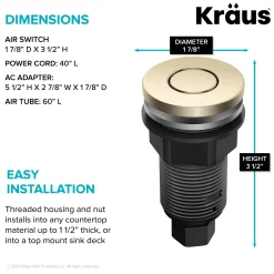 Outlet Contemporary Flat Top Button Garbage Disposal Air Switch Kit in Antique Champagne Bronze Garbage Disposals & Parts
