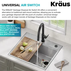 Discount Contemporary Flat Top Button Garbage Disposal Air Switch Kit in Spot-Free Stainless Garbage Disposals & Parts